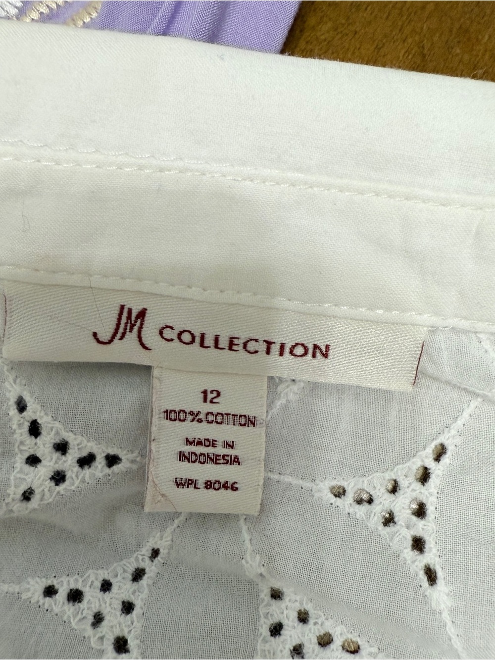 #8)  JM Collection 100% Cotton White Eyelet Button-Front Shirt - Picture 7 of 7